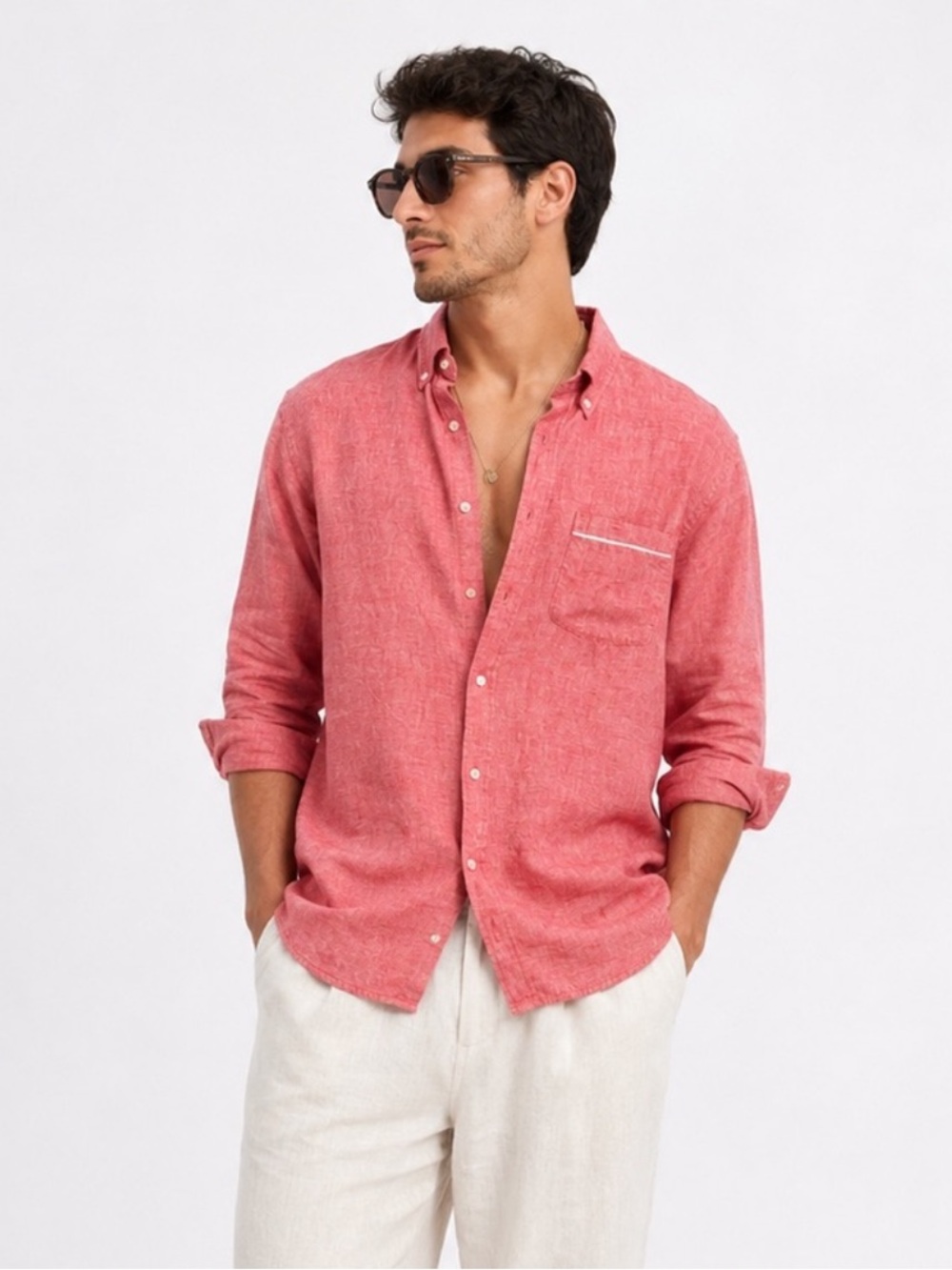 Grayers Coral Button-Down Long-Sleeve Shirt